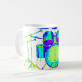 Bunte Trommel-Ausrüstung Kaffeetasse (Vorderseite Links)