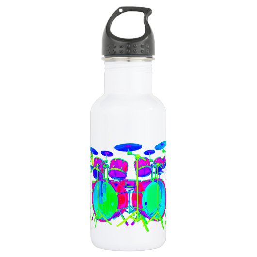 Bunte Trommel-Ausrüstung Trinkflasche (Vorderseite)