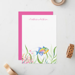 Bunte Tropische Fische Aquarell Mitteilungskarte