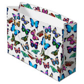Bunte tropische Schmetterlings-Geschenk-Tasche Große Geschenktüte (Rückseite Schrägansicht)