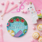 Bunte tropische Schwimmbad-Geburtstagsfeier Pappteller (Party)