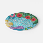 Bunte tropische Schwimmbad-Geburtstagsfeier Pappteller (Schrägansicht)