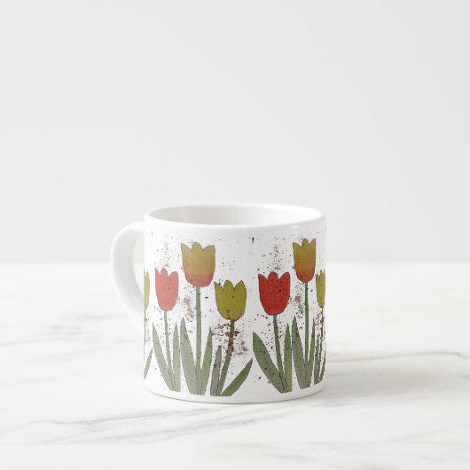 Bunte Tulpe-Blumen-Keramik Espresso-Tasse Espressotasse (Vorderseite Links)