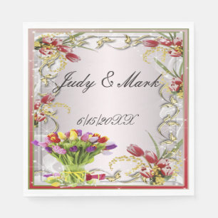 Bunte Tulpen Blumen Papier Servietten