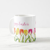 Bunte Tulpen Frohe Ostern Kaffeetasse (Vorderseite Links)