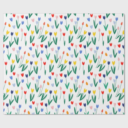 Bunte Tulpen Geschenkpapier (Flach)