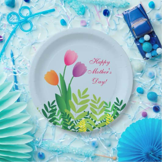 Bunte Tulpen, glücklicher Muttertag Pappteller (Party)