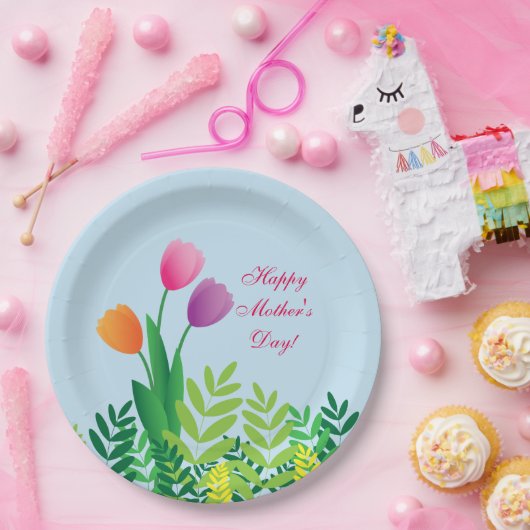 Bunte Tulpen, glücklicher Muttertag Pappteller (Party)