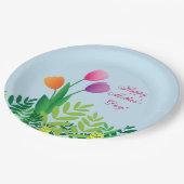 Bunte Tulpen, glücklicher Muttertag Pappteller (Schrägansicht)