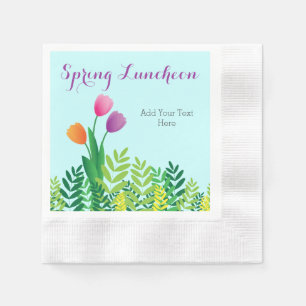 Bunte Tulpen, grünes Serviette