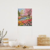 Bunte Tulpen im Park Poster (Küche)