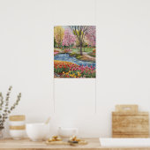 Bunte Tulpen im Park Poster (Küche)