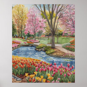 Bunte Tulpen im Park Poster