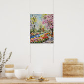 Bunte Tulpen im Park Poster (Küche)