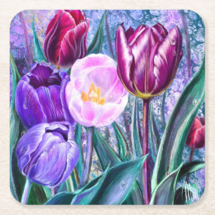 Bunte Tulpen Papier Untersetzer