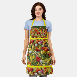 Bunte Tulpen- und Narzissen-Blumen-Schürze Schürze