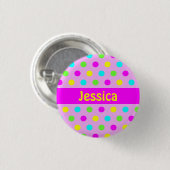 Bunte Tupfen - Kindernamensknopf Button (Vorne & Hinten)