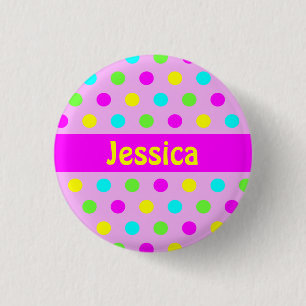 Bunte Tupfen - Kindernamensknopf Button