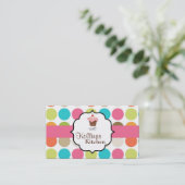 Bunte Tupfen-Schalen-Kuchen-Bäckerei-Visitenkarte Visitenkarte (Stehend Vorderseite)