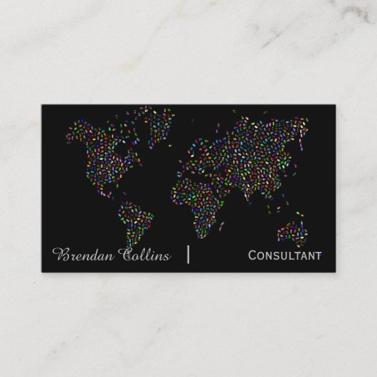 Bunte Tupfen-Weltkarte-Kontinente Visitenkarte (Vorderseite)