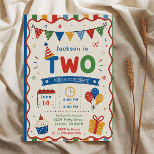 Bunte TWO 2. Geburtstagsfeier Einladung