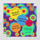 Bunte Tye Dye Birthday Party Einladung (Vorne/Hinten)