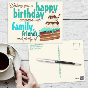 Bunte Typografie Geburtstagskuchen Eiscreme Postkarte