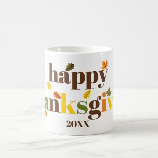 Bunte Typografie glücklich Erntedankfest Farbe Kaffeetasse (Mittel)