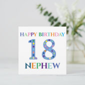 Bunte Typografie Happy Birthday 18 Nephew Karte (Stehend Vorderseite)