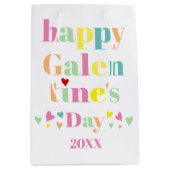 Bunte Typografie Happy Galentines Day Mittlere Geschenktüte (Vorderseite)