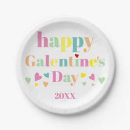 Bunte Typografie Happy Galentines Day Pappteller