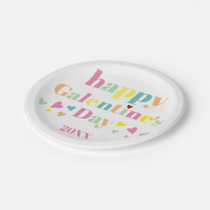 Bunte Typografie Happy Galentines Day Pappteller