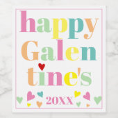 Bunte Typografie Happy Galentines Day Weinetikett (Einzelnes Label)