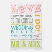 Bunte Typografie-Hochzeits-Geschirrtücher Geschirrtuch (Vertikal)