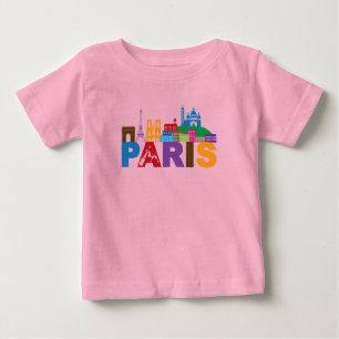 Bunte Typografie Paris, Frankreich Baby T-shirt