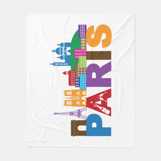 Bunte Typografie Paris, Frankreich | Fleecedecke (Vorderseite)