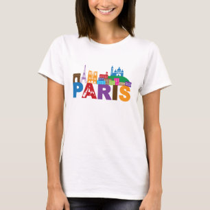 Bunte Typografie Paris, Frankreich   T-Shirt