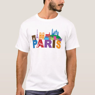 Bunte Typografie Paris, Frankreich T-Shirt