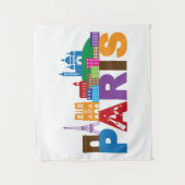 Bunte Typografie Paris, Frankreich | Wandteppich (Vorderseite)