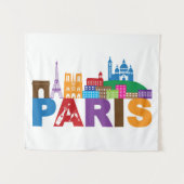 Bunte Typografie Paris, Frankreich | Wandteppich (Vorderseite (Horizontal))