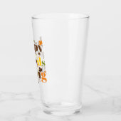 Bunte Typografie und Blätter Freundschaftsniederga Glas (Links)