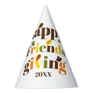 Bunte Typografie und Herbstlaube Freundschaft Partyhütchen