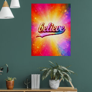 Bunte typografische Inspirationsbotschaft glauben Poster