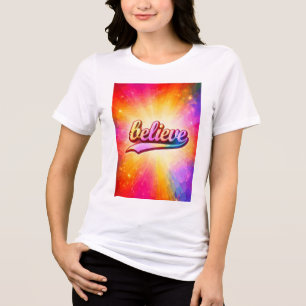 Bunte typografische Inspirationsbotschaft glauben Tri-Blend Shirt