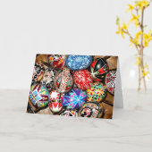 Bunte ukrainische Ostereier Karte (Gelbe Blume)