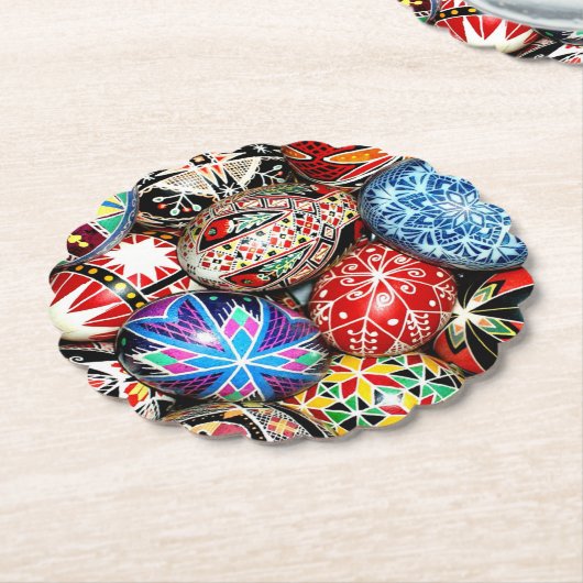 Bunte ukrainische Ostereier Untersetzer (angewinkelt)