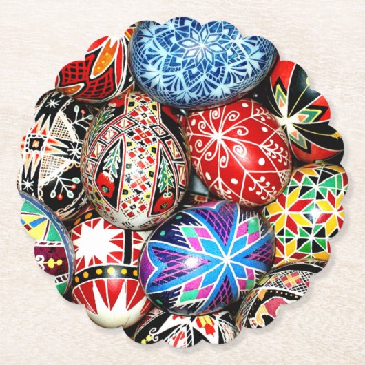 Bunte ukrainische Ostereier Untersetzer (Vorderseite)