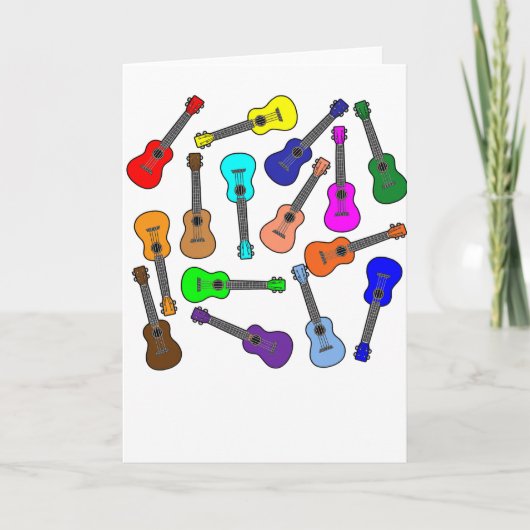 Bunte Ukulelen Karte (Vorderseite)
