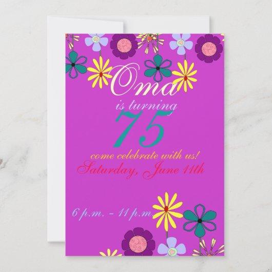 Bunte und festliche 75. Geburtstagseinladung Einladung (Vorderseite)