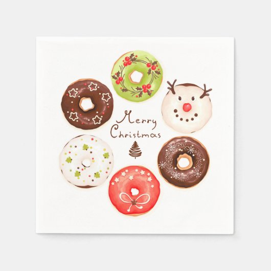Bunte und festliche Weihnachtsfeier Donut Wreath Serviette (Vorderseite)
